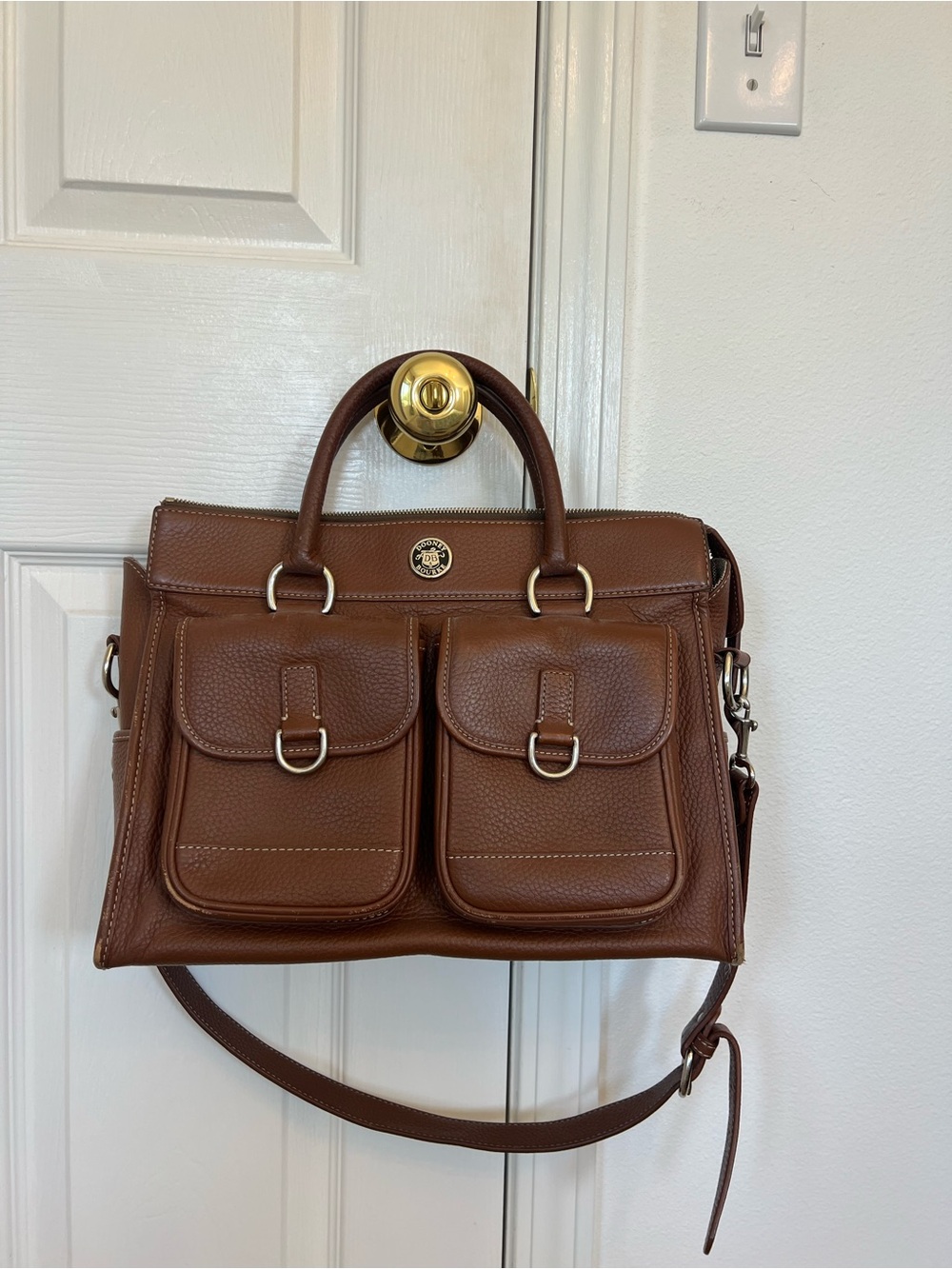 Dooney & Bourke Brown Leather Two-Front-Pocket Satchel